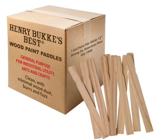 12" Paint Stir Sticks, Durable So. American Radiata Pine, Strong Utility and Crafting  Stirrers for Paint, Epoxy, Resin, and Industrial Use (Henry Bukke's Best®)