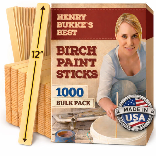 Birch Paint Stir Sticks, 12 Inch, American Made Clean & Smooth for Automotive, Industrial, Beauty, Art & Craft Projects, Henry Bukke's Best®