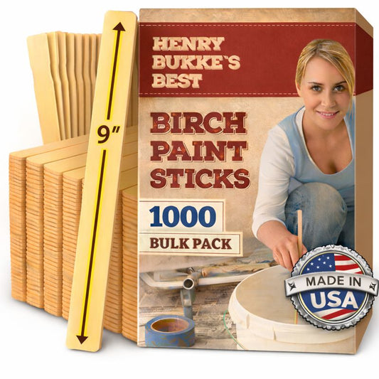 Birch Paint Stir Sticks, Made in USA, 9 Inch – Clean & Smooth for Automotive, Industrial, Beauty, Art & Craft Projects, Henry Bukke's Best®