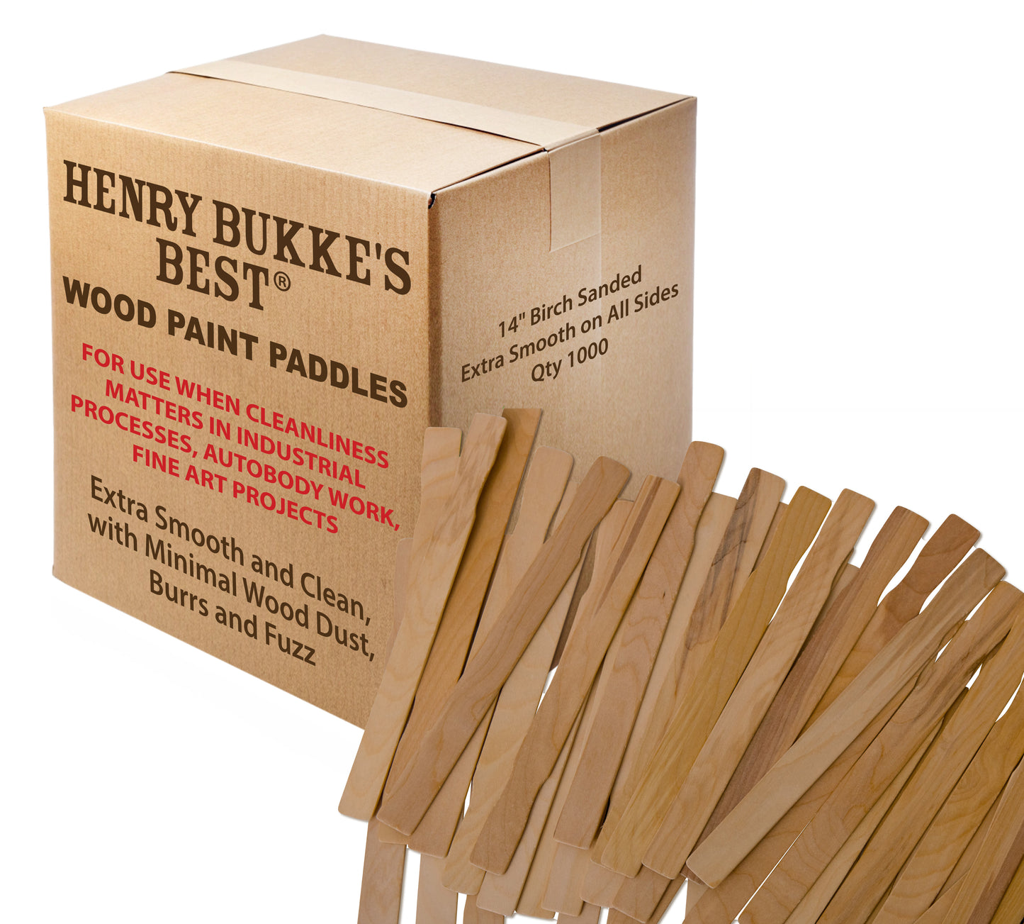 Birch Paint Stir Sticks, Bulk Pack and Smaller, 14 Inch, American Made Clean & Smooth for Automotive, Industrial, Beauty, Art & Craft Projects, Henry Bukke's Best
